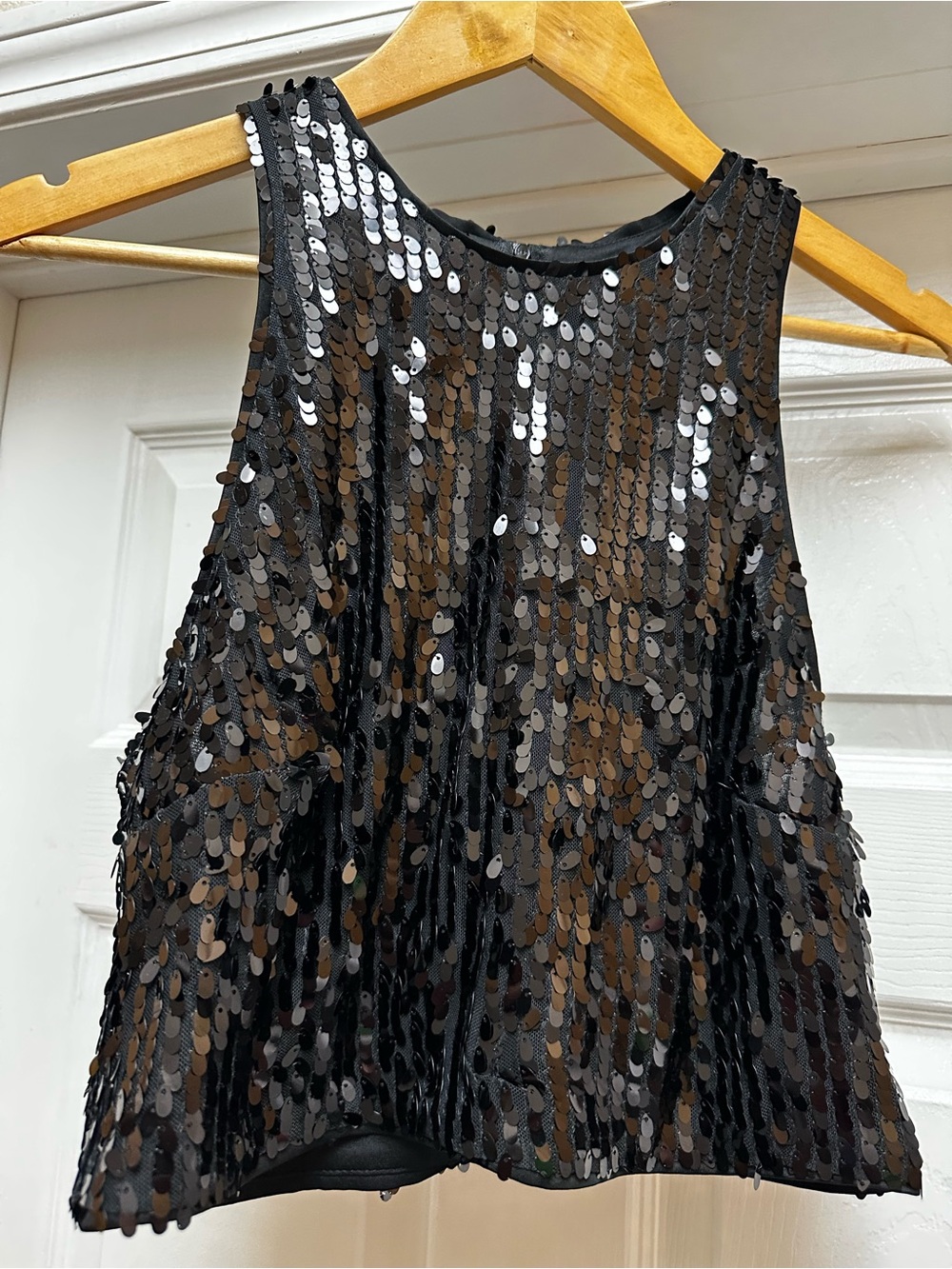 H&M Black Sequin Crop Tank Top